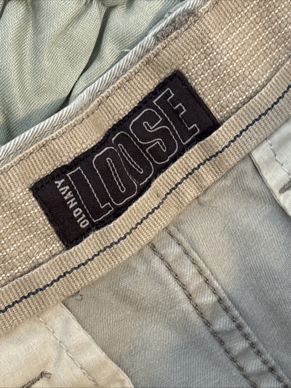 VINTAGE Old Navy Loose Fit Jeans Mens 36x30 Tan Khaki Denim Outdoor Casual Baggy